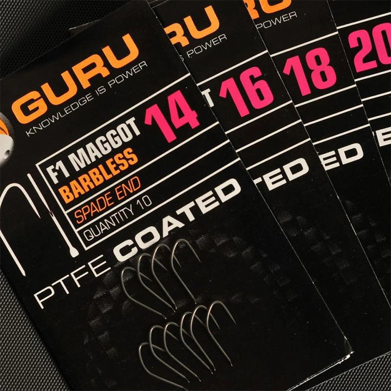 Guru F1 Maggot Barbless Spade End Hooks